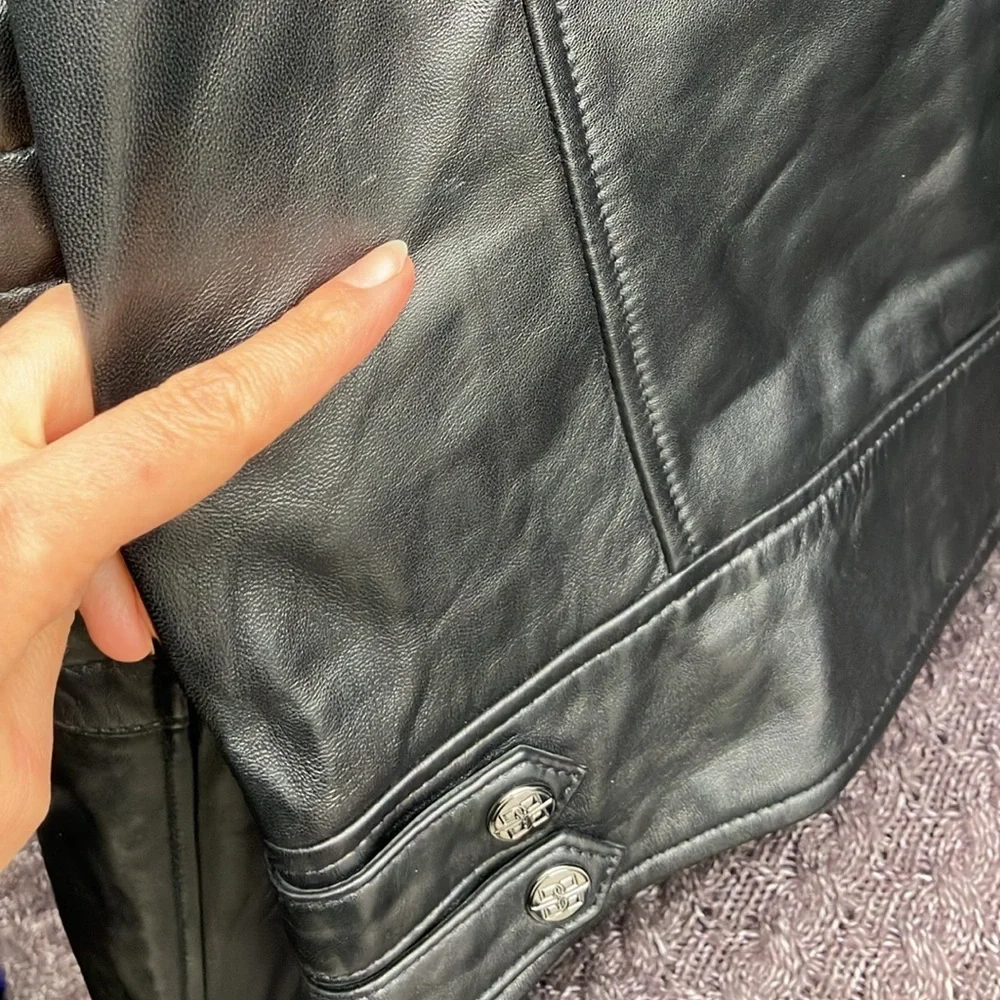 Bolvaint Adelais Lamb Leather Moto Jacket Black Buttery Soft Women's XL